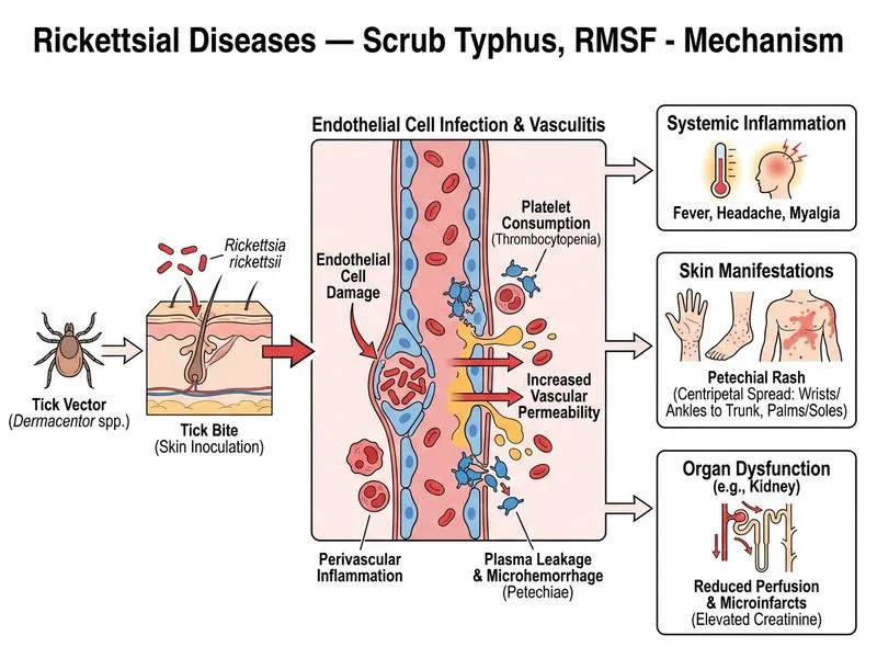 Rickettsial Diseases — Scrub Typhus, RMSF diagram