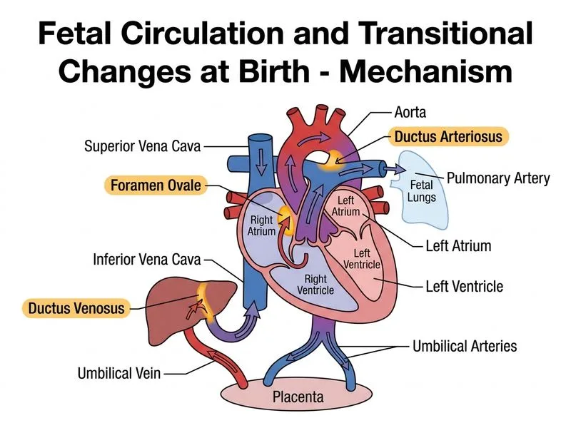 Fetal Circulation and Transitional Changes at Birth diagram