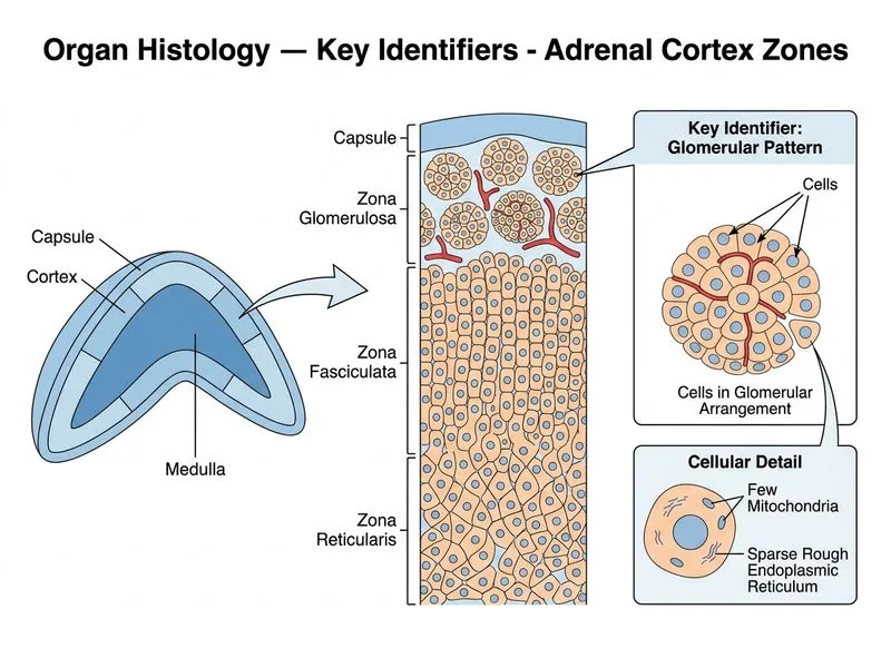 Organ Histology — Key Identifiers diagram