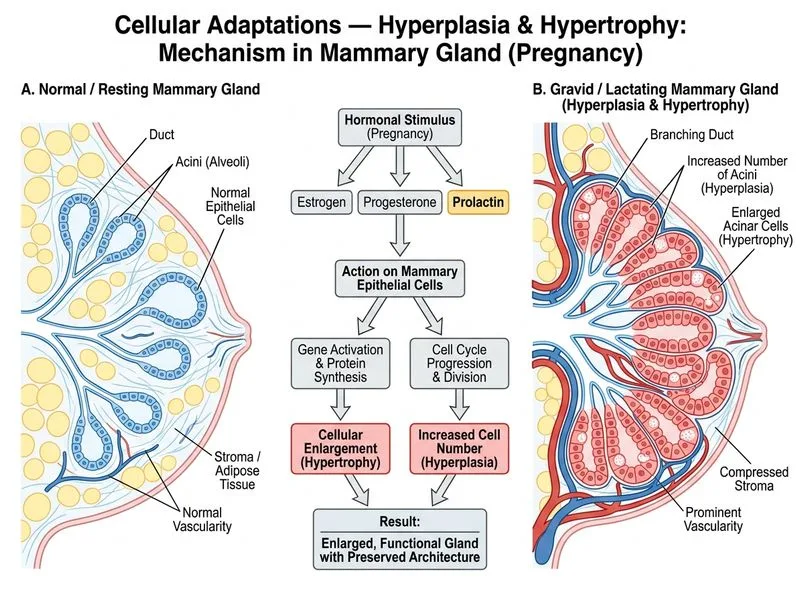 Cellular Adaptations — Hyperplasia, Hypertrophy diagram