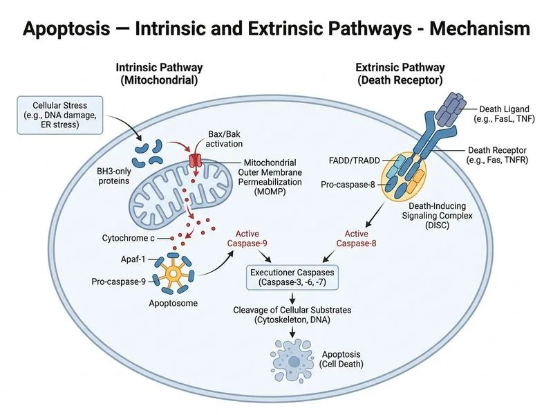 Apoptosis — Intrinsic and Extrinsic Pathways diagram