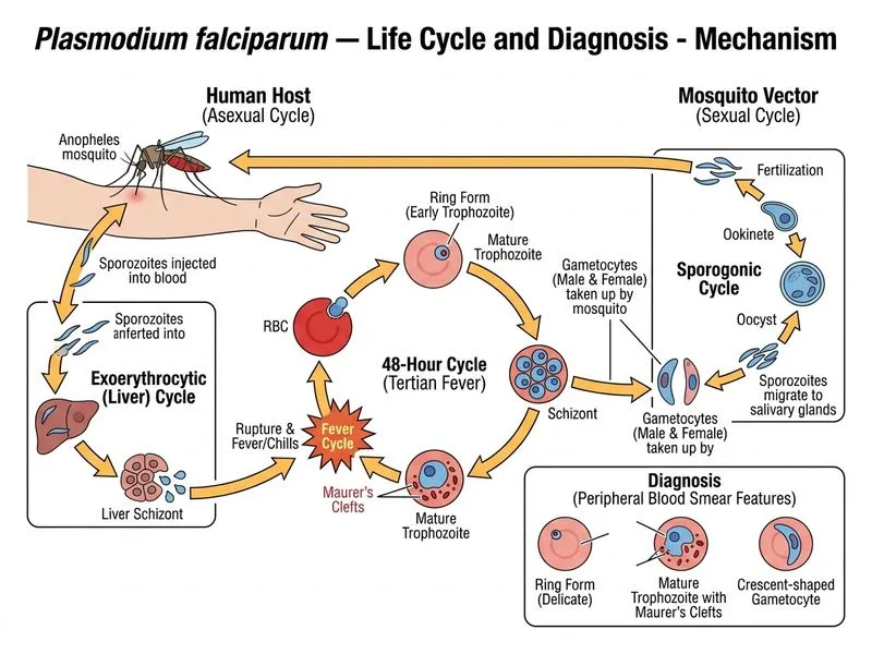 Plasmodium — Life Cycle and Diagnosis diagram