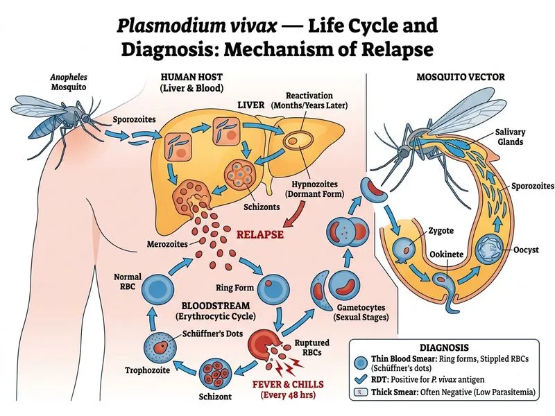 Plasmodium — Life Cycle and Diagnosis diagram