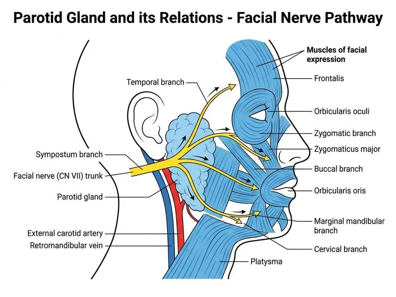 Parotid Gland and its Relations diagram