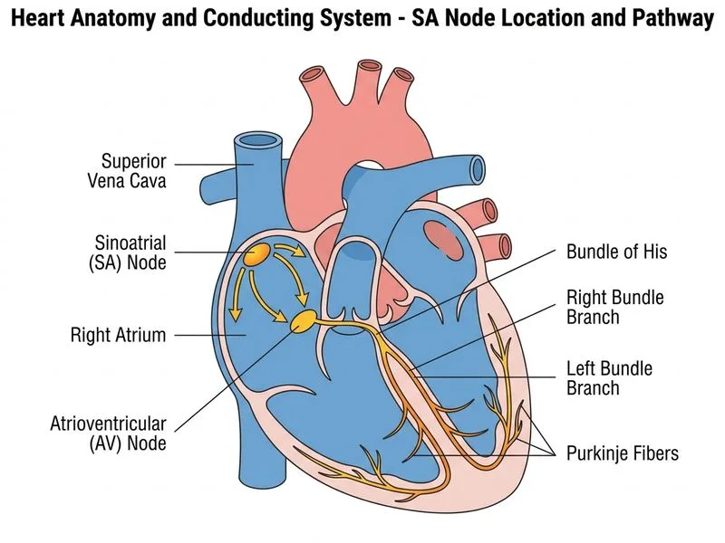 Heart Anatomy and Conducting System diagram