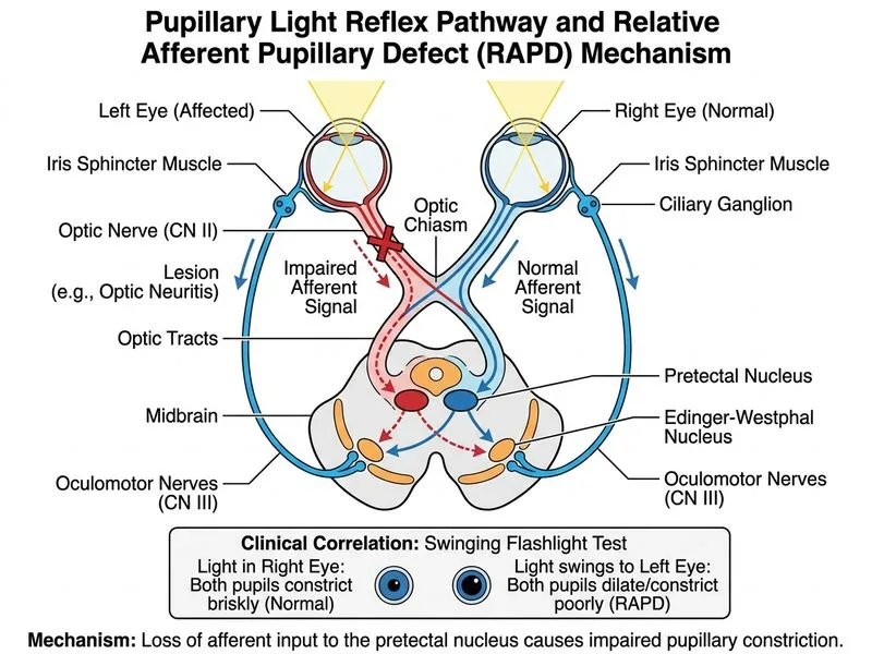 Pupillary Reflexes and Pathologies diagram