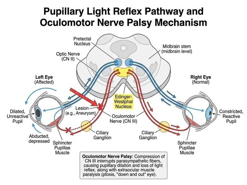 Pupillary Reflexes and Pathologies diagram