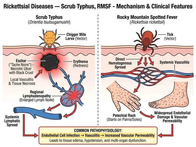 Rickettsial Diseases — Scrub Typhus, RMSF diagram