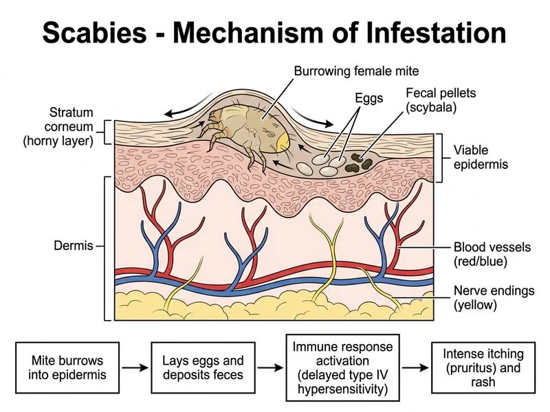 Scabies diagram