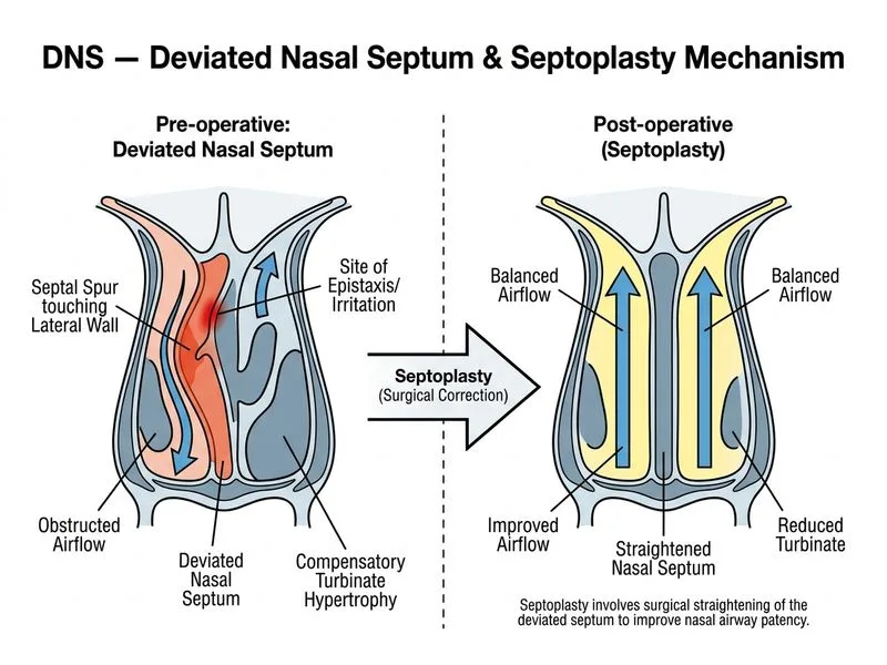 DNS — Deviated Nasal Septum diagram