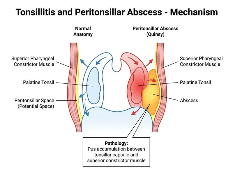 Tonsillitis and Peritonsillar Abscess diagram