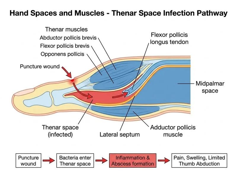 Hand Spaces and Muscles diagram