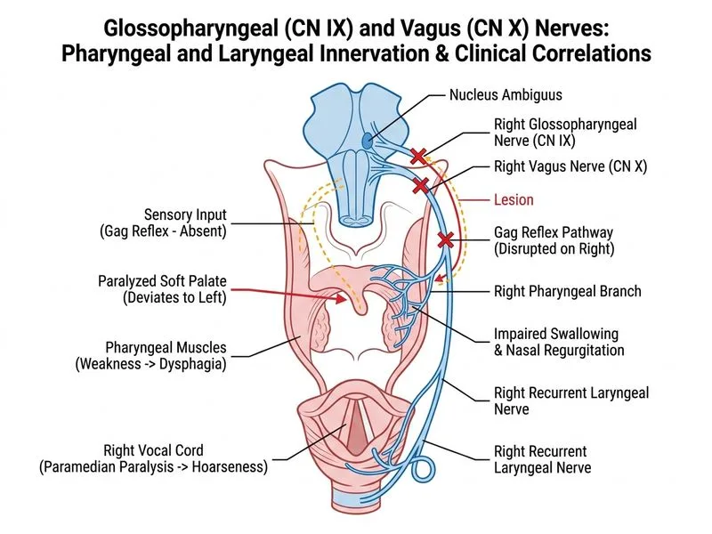 Glossopharyngeal and Vagus Nerves diagram