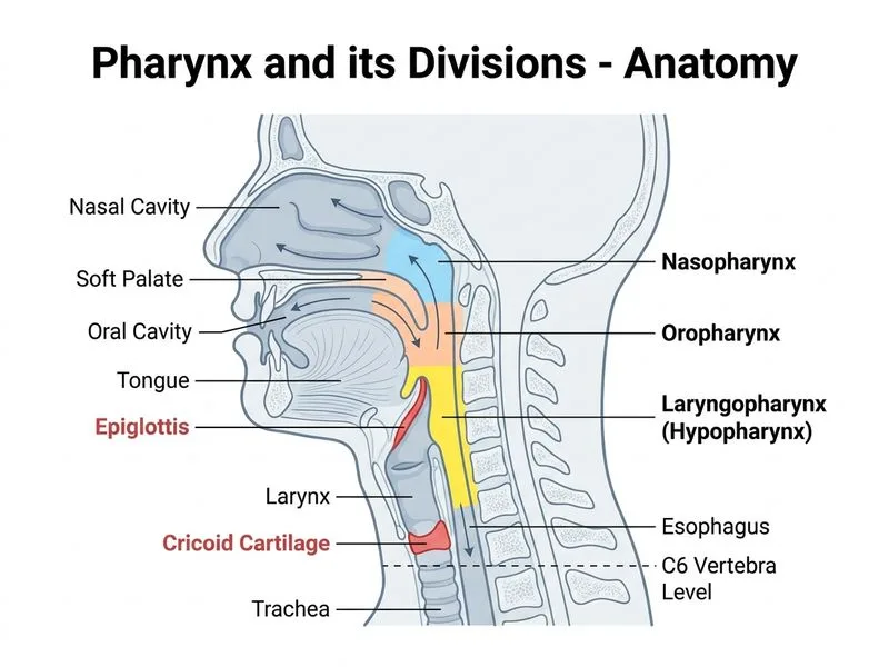 Pharynx and its Divisions diagram