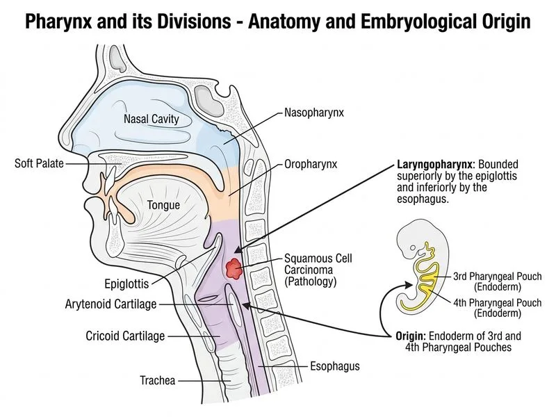 Pharynx and its Divisions diagram
