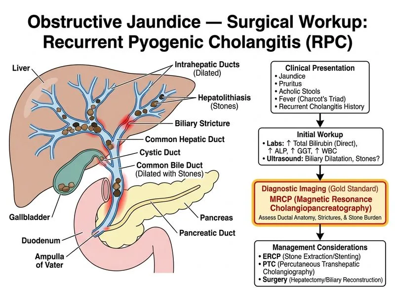 Obstructive Jaundice — Surgical Workup diagram