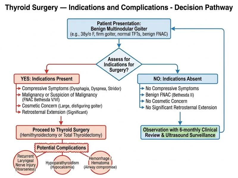 Thyroid Surgery — Indications and Complications diagram