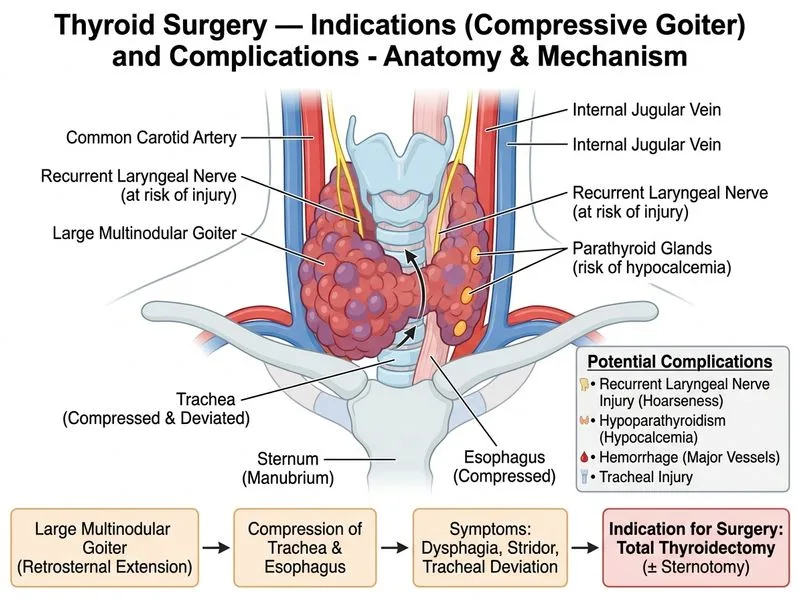 Thyroid Surgery — Indications and Complications diagram