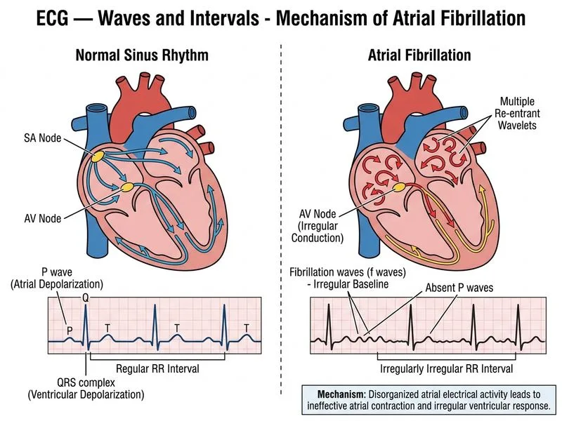 ECG — Waves and Intervals diagram