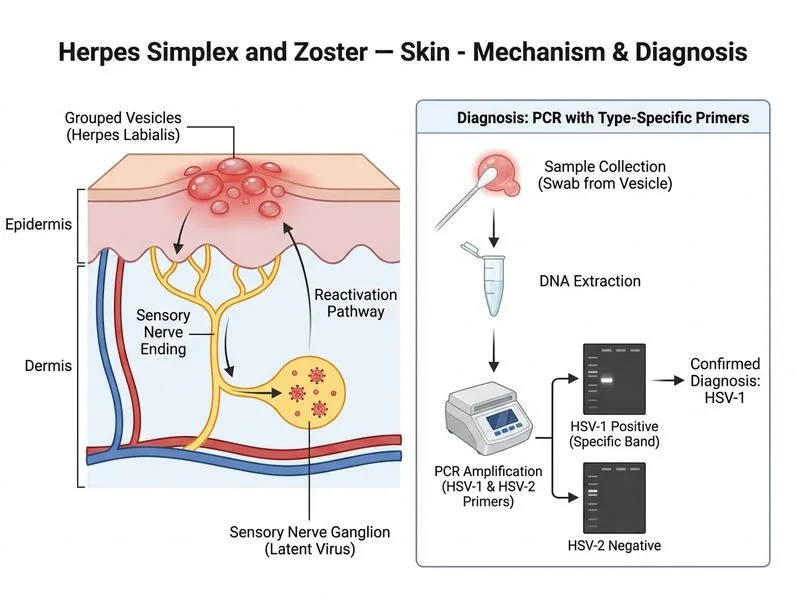 Herpes Simplex and Zoster — Skin diagram