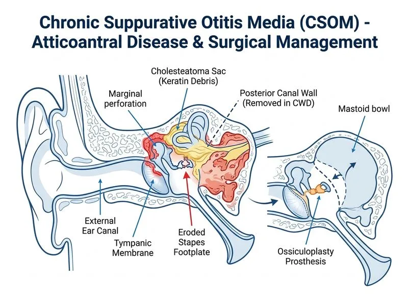 Chronic Suppurative Otitis Media diagram
