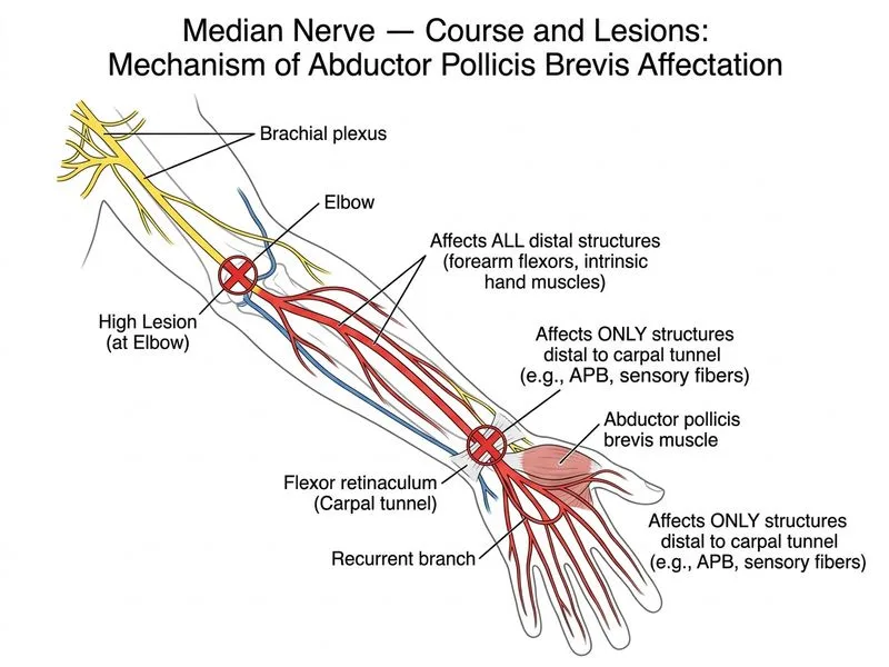 Median Nerve — Course and Lesions diagram