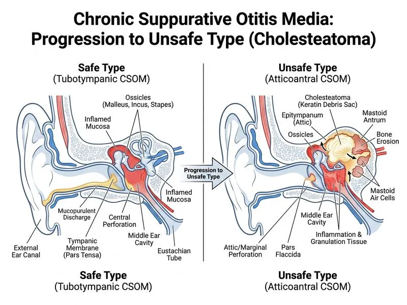 Chronic Suppurative Otitis Media diagram