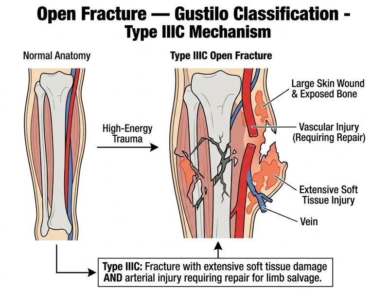 Open Fracture — Gustilo Classification diagram