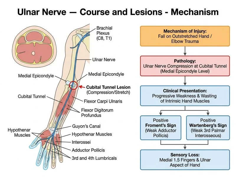 Ulnar Nerve — Course and Lesions diagram