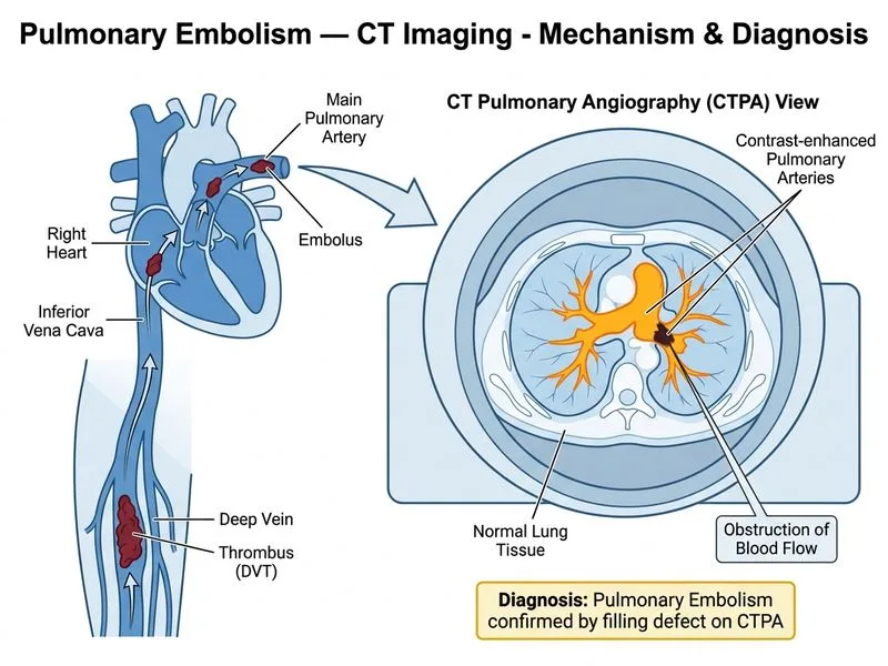 Pulmonary Embolism — CT Imaging diagram