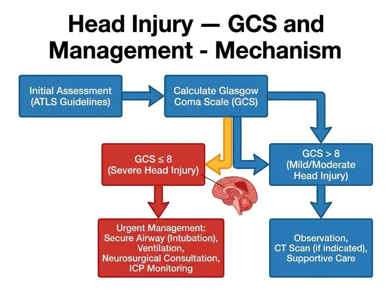 Head Injury — GCS and Management diagram
