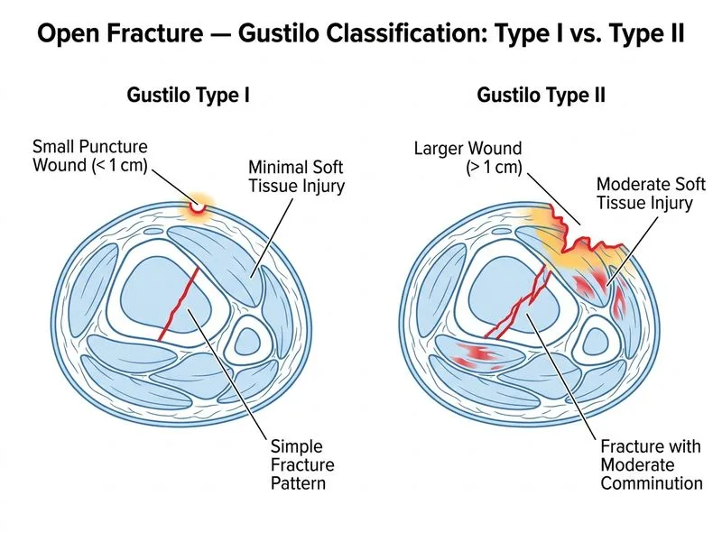 Open Fracture — Gustilo Classification diagram