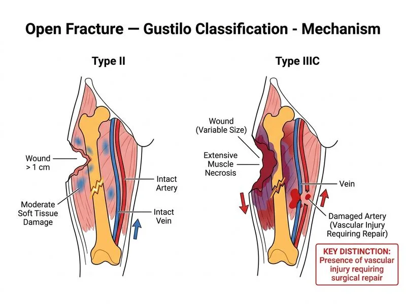 Open Fracture — Gustilo Classification diagram