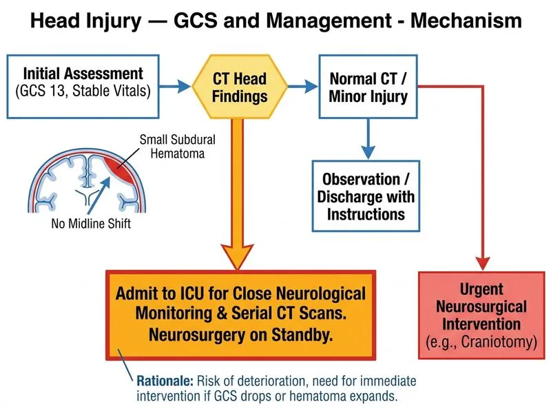 Head Injury — GCS and Management diagram