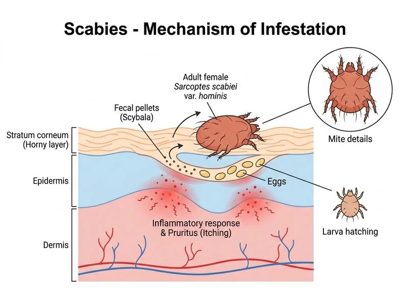 Scabies diagram