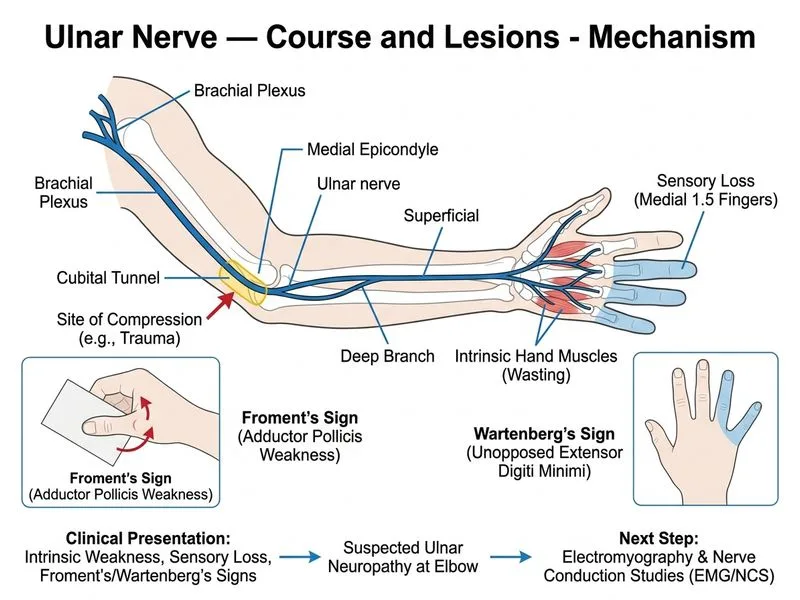 Ulnar Nerve — Course and Lesions diagram