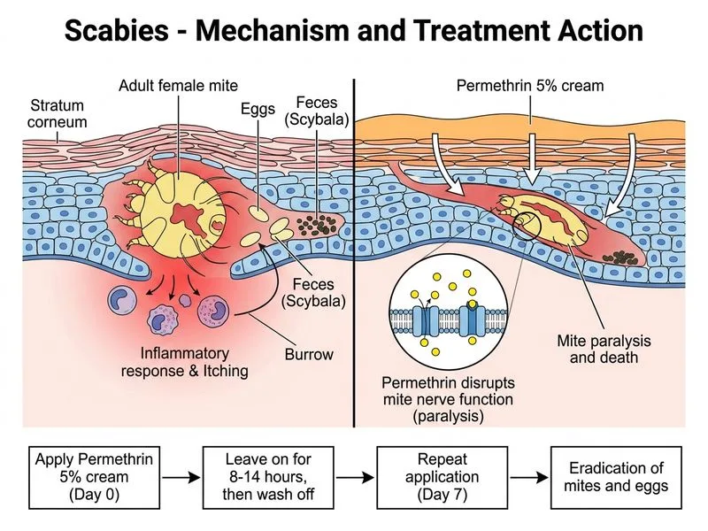 Scabies diagram