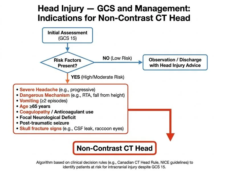 Head Injury — GCS and Management diagram