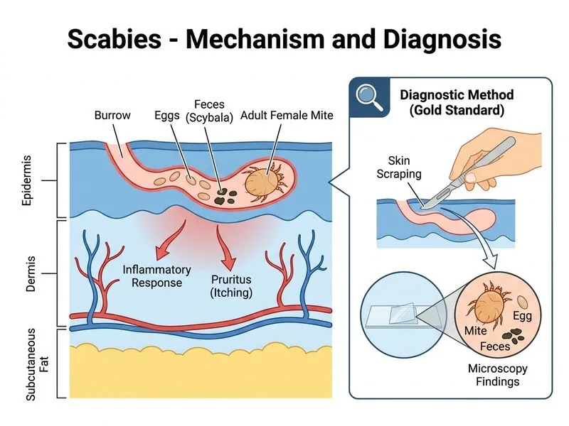 Scabies diagram