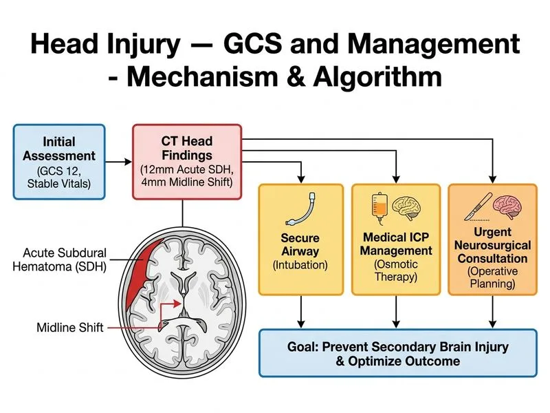 Head Injury — GCS and Management diagram