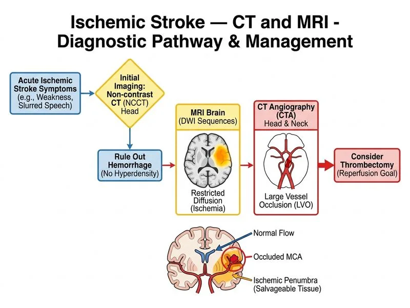 Ischemic Stroke — CT and MRI diagram