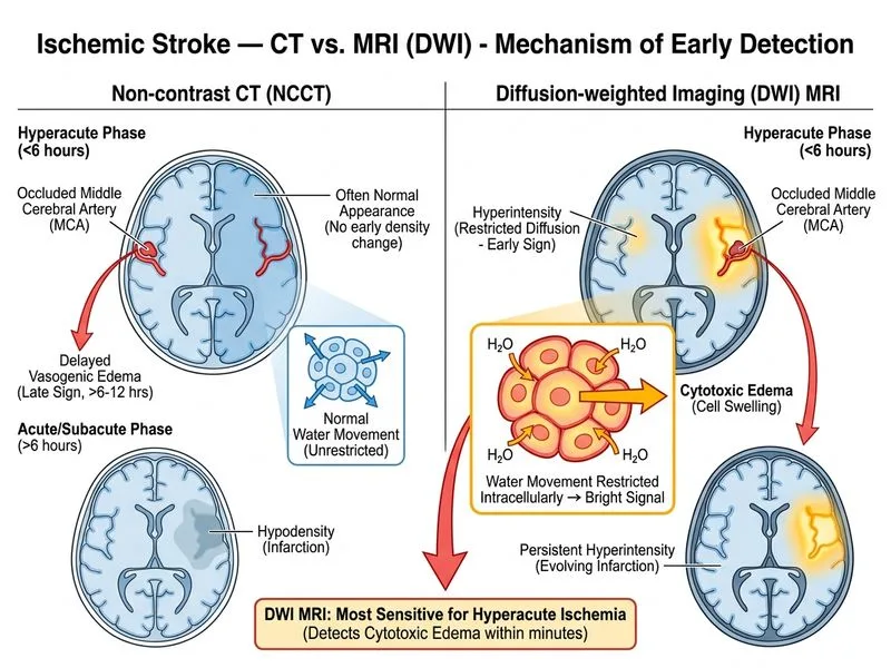 Ischemic Stroke — CT and MRI diagram
