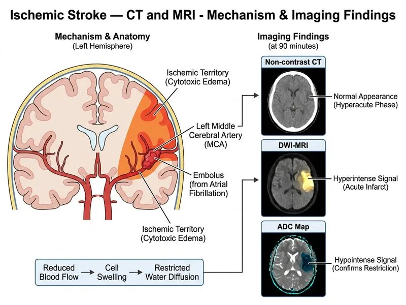 Ischemic Stroke — CT and MRI diagram