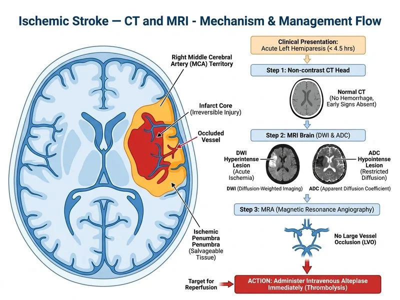 Ischemic Stroke — CT and MRI diagram
