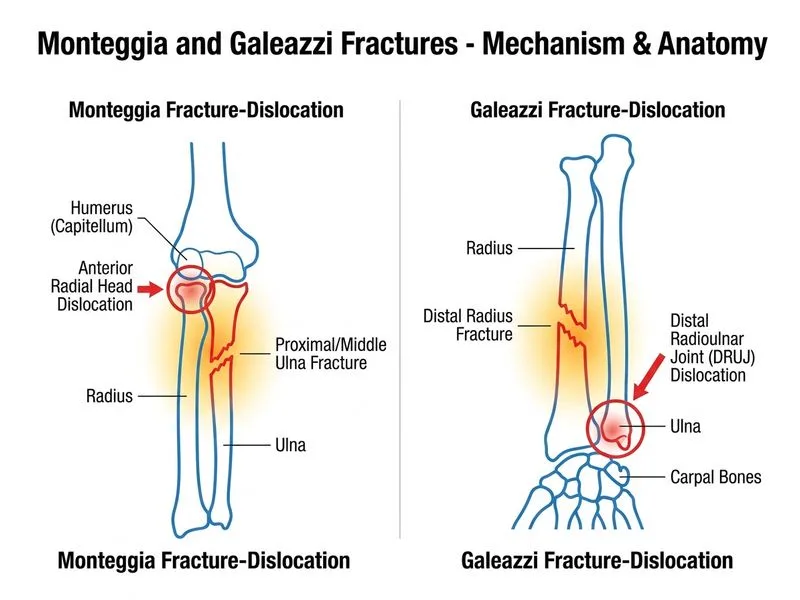 Monteggia and Galeazzi Fractures diagram