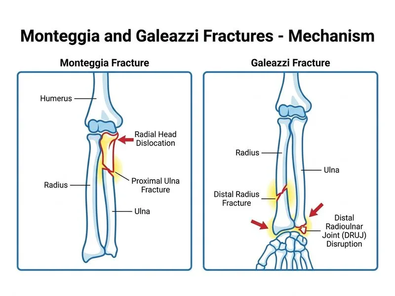 Monteggia and Galeazzi Fractures diagram