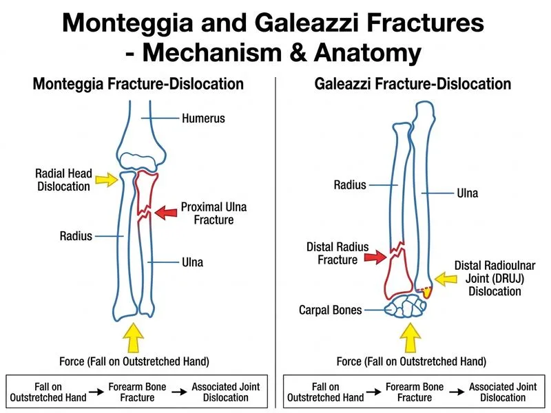 Monteggia and Galeazzi Fractures diagram