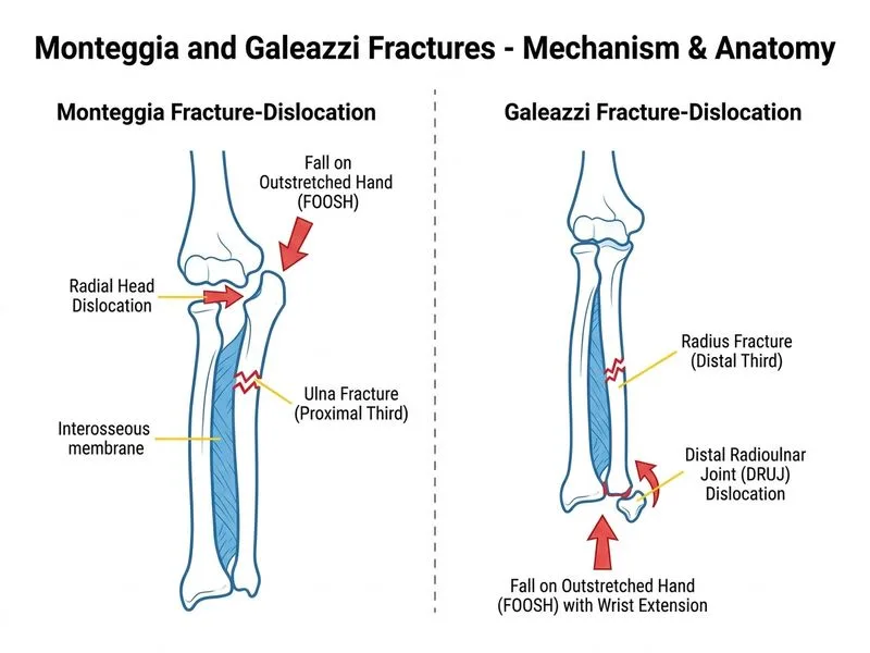 Monteggia and Galeazzi Fractures diagram