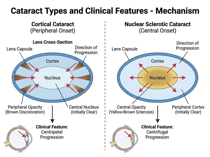 Cataract Types and Clinical Features diagram