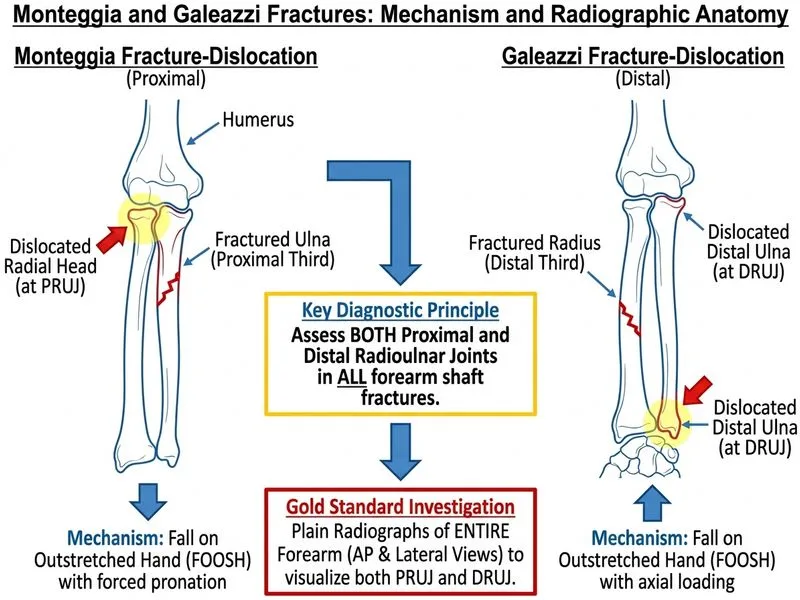 Monteggia and Galeazzi Fractures diagram